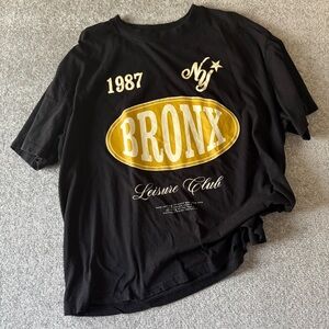 New York Bronx Leisure Club 1987 Black Gold Graphic T-Shirt Men's XXL